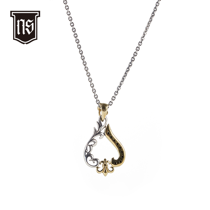 复古心型童军花吊坠