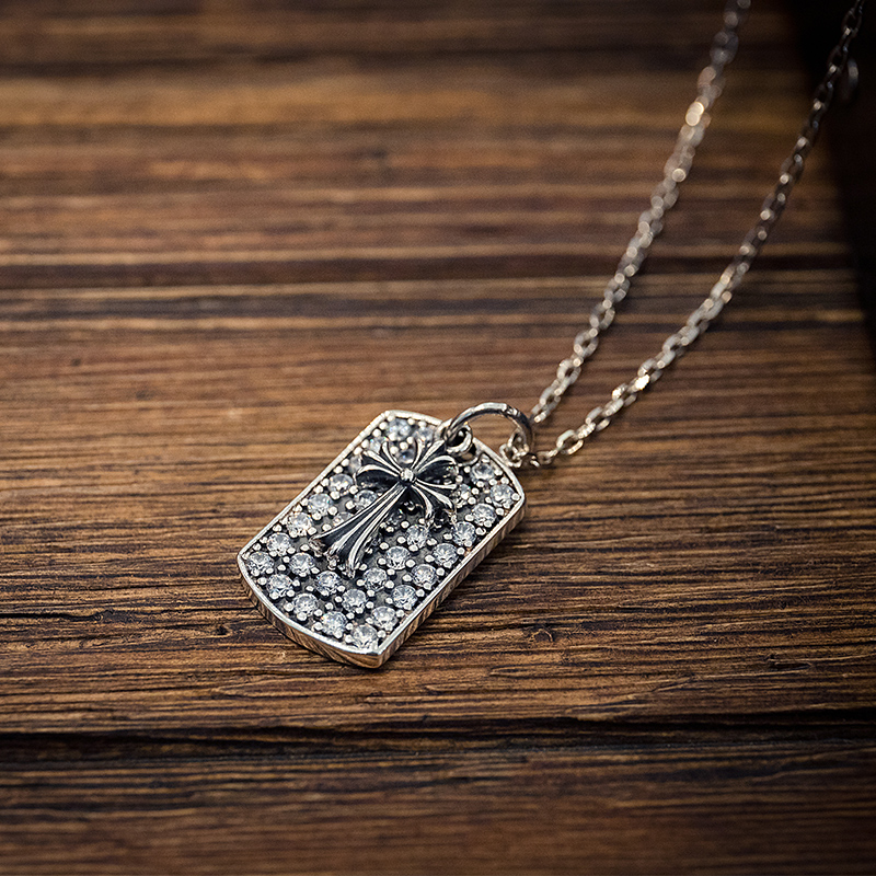 NS十字架锆石军牌吊坠