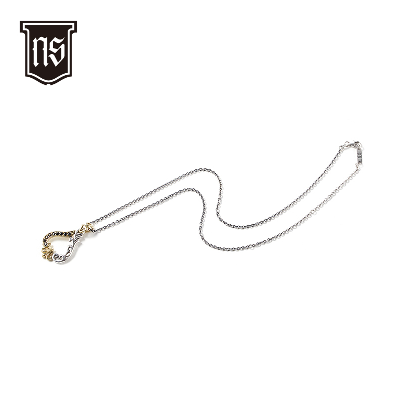 复古心型童军花吊坠