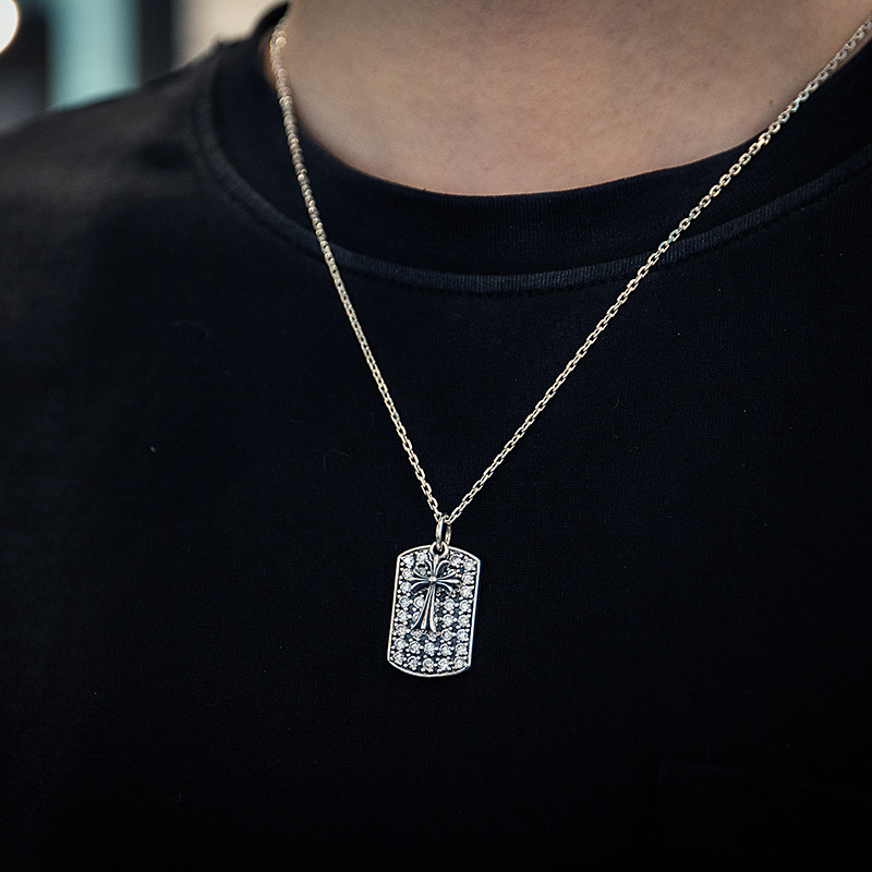 NS十字架锆石军牌吊坠