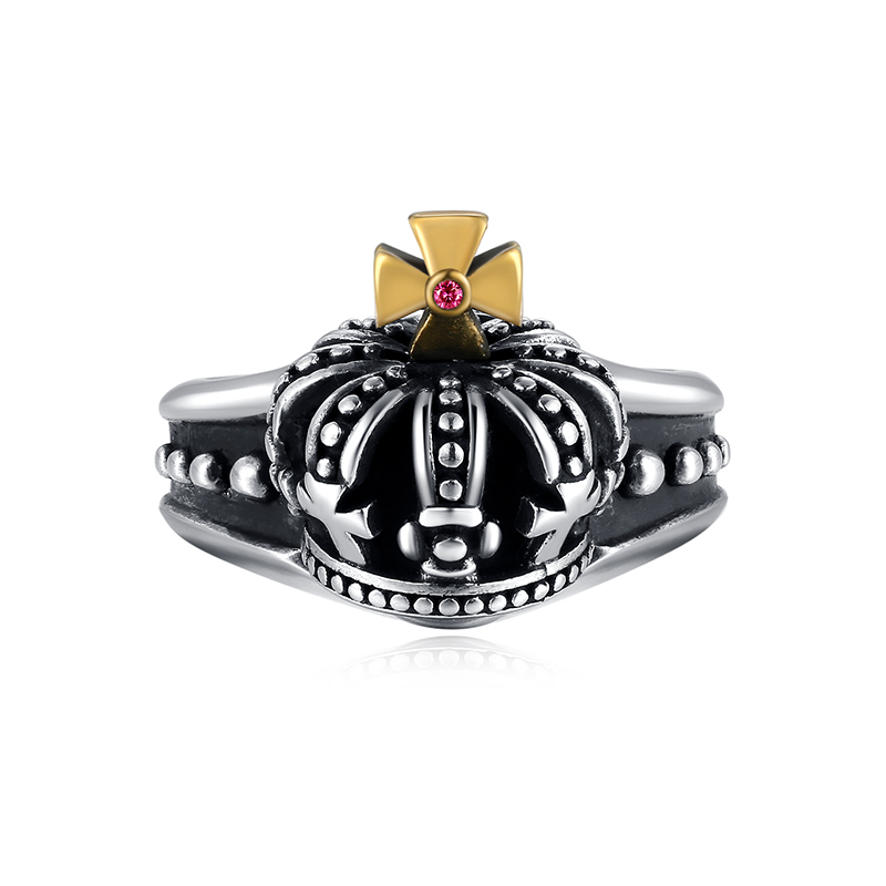 大号皇冠合金十字戒指