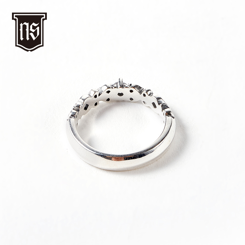 复古锆石雕刻细戒指