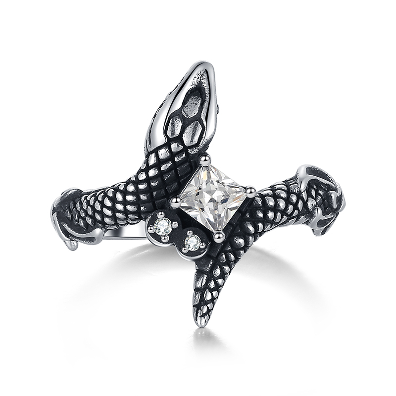 立体蛇形锆石戒指