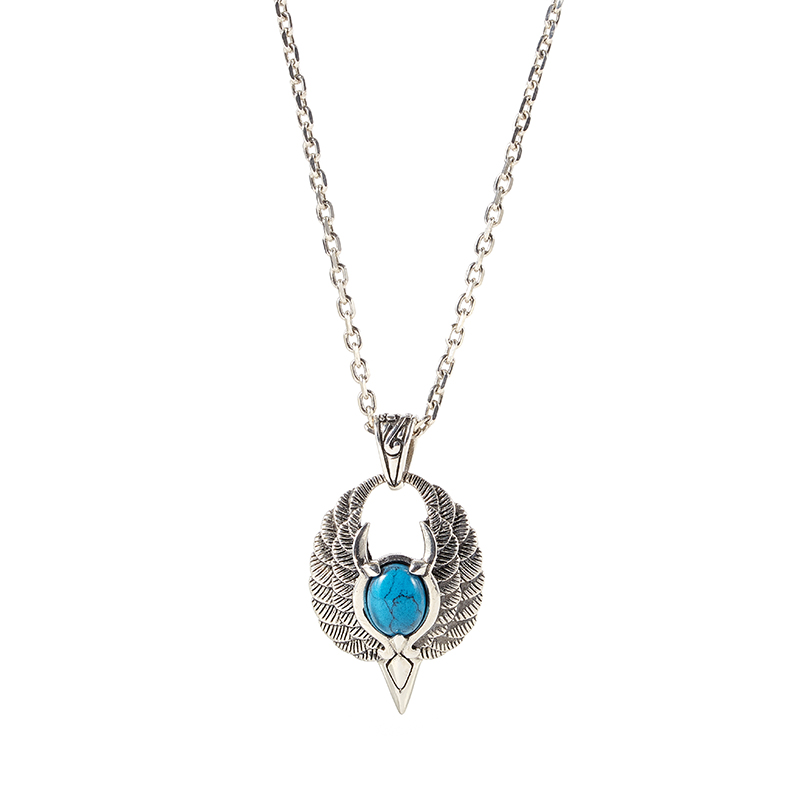 人造绿松石鹰嘴翅膀吊坠